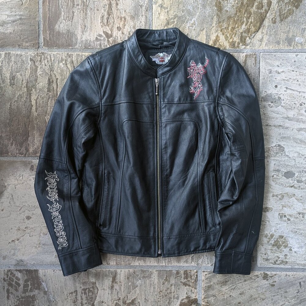 Harley Davidson Women’s Crimson Heart Leather Jacket/Winged Heart (Size: M)